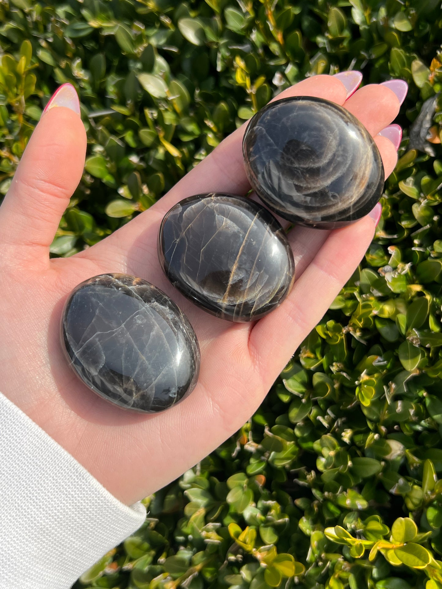 Black Moonstone Palm Stones