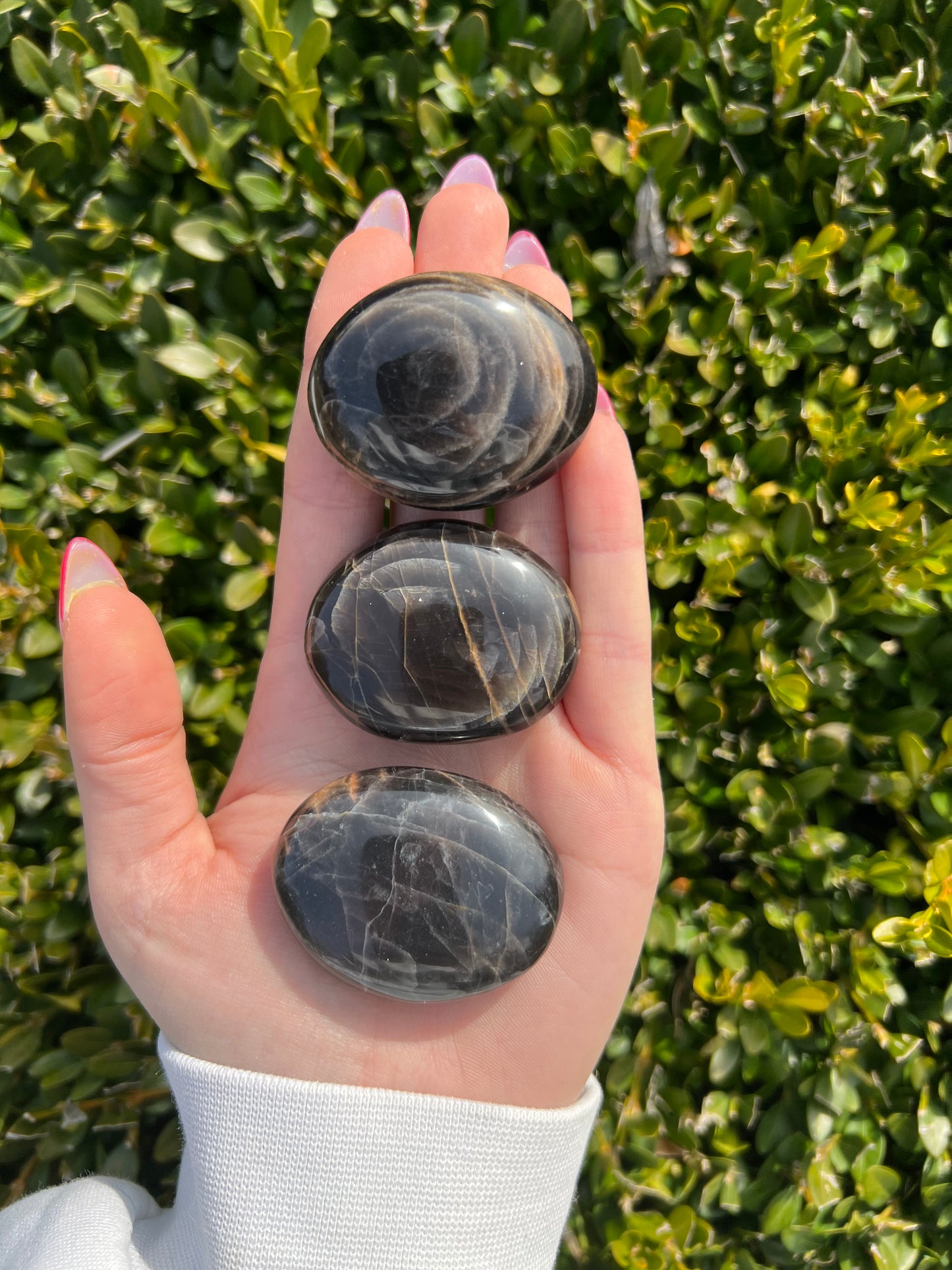 Black Moonstone Palm Stones