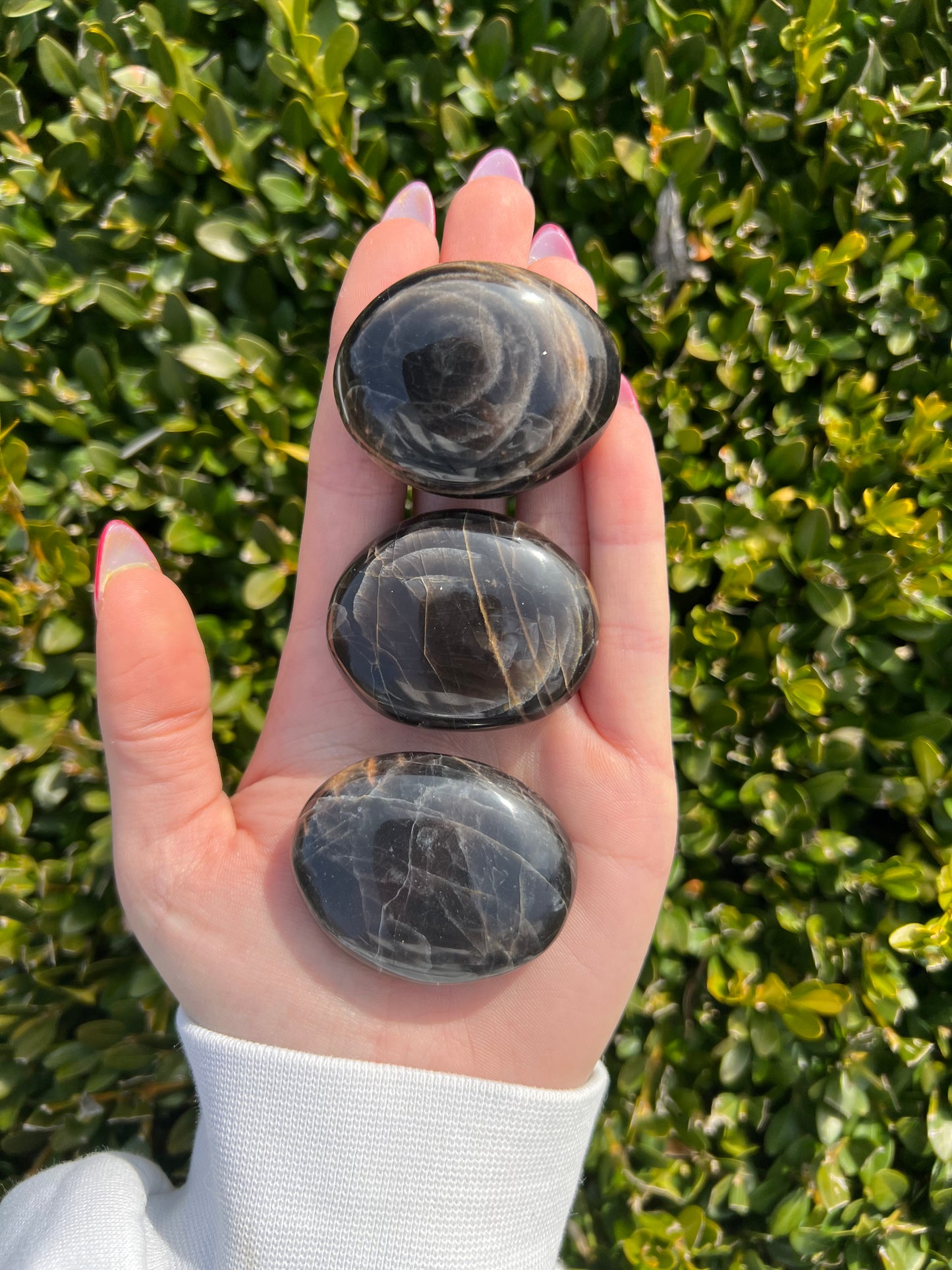 Black Moonstone Palm Stones